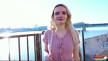 GERMAN SCOUT Skinny German Teen Amber Kawaii get leg shaking Orgasm at Casting Sex